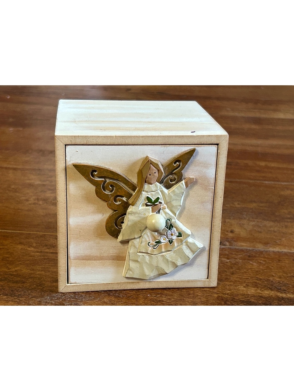 Wooden Angel Decorative Trinket Box with Drawer